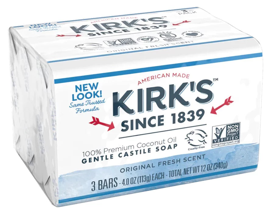 Kirk's Castile Bar Soap, Frag-Free, 3x12oz