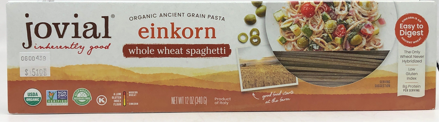 Jovial Einkorn Whole Wheat Spaghetti 12 oz.