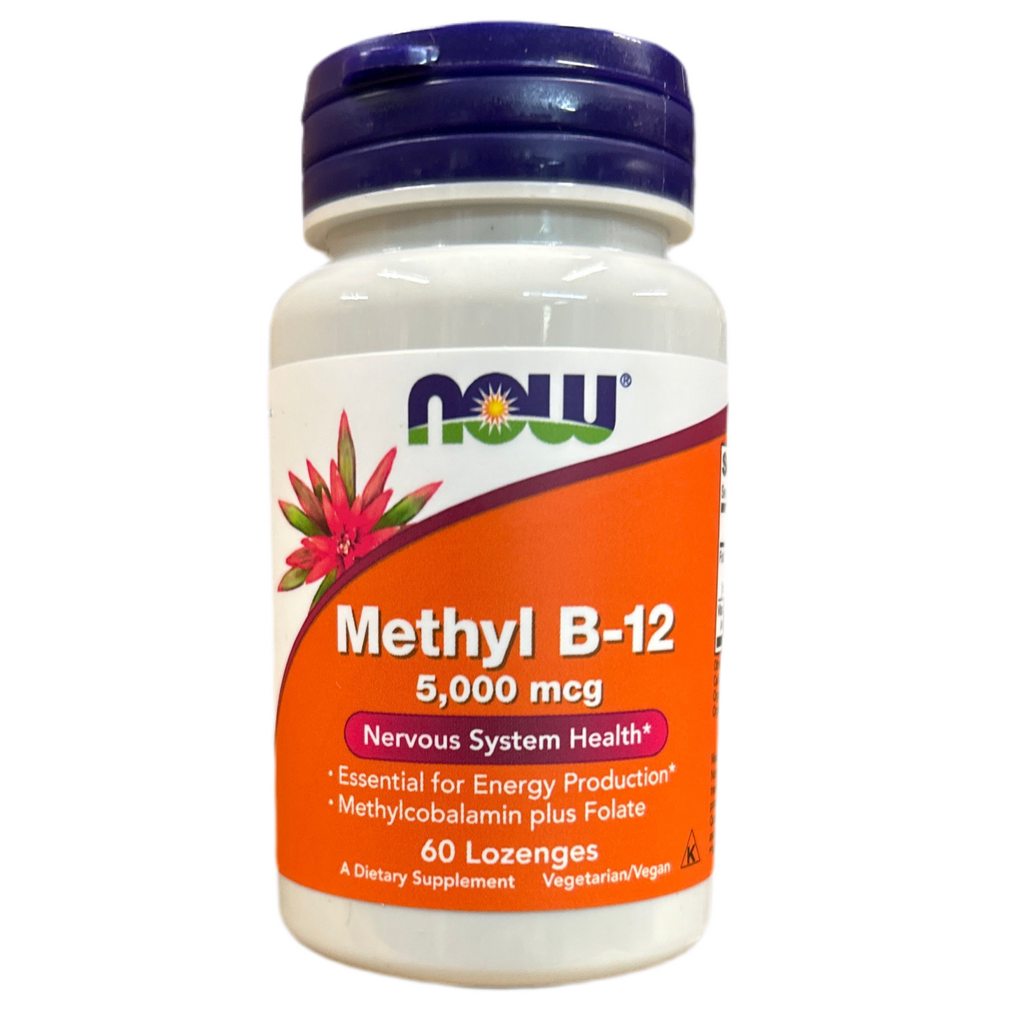 NOW Methyl B-12 5,000 mcg 60 Lozenges Plus Folate