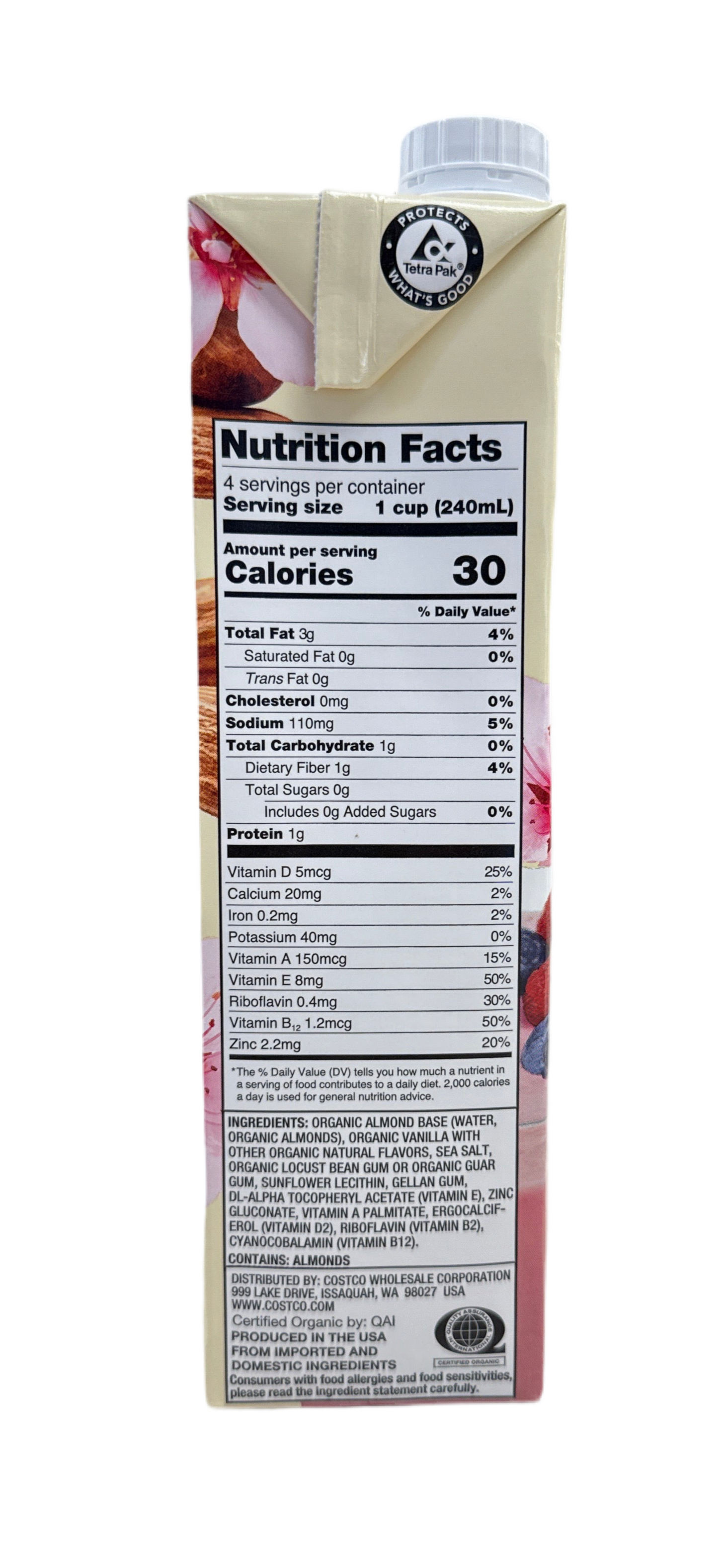 Kirkland Organic Unsw Almond Milk Vanilla 32oz
