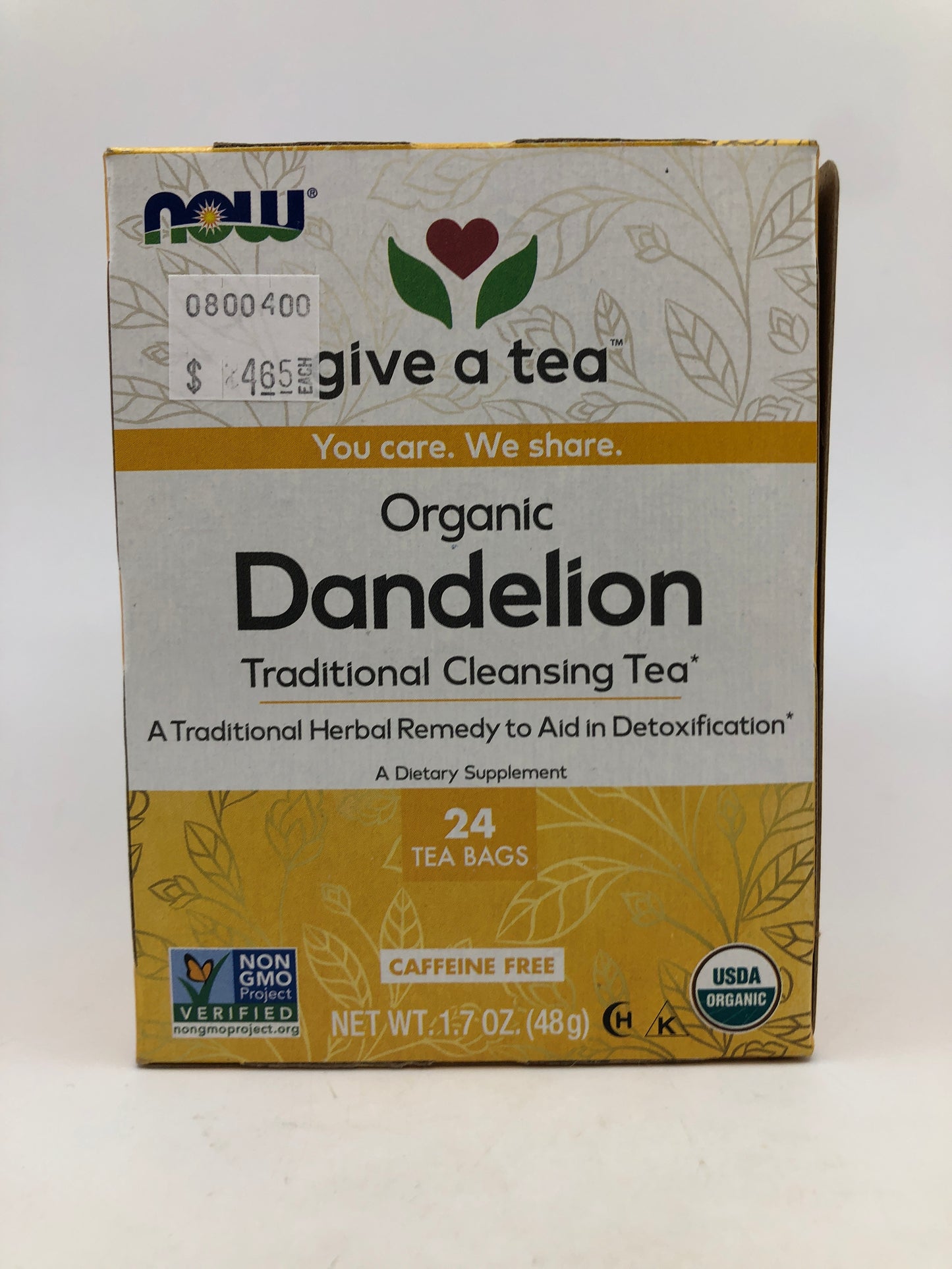 NOW Organic Dandelion Tea 24 Tea Bags