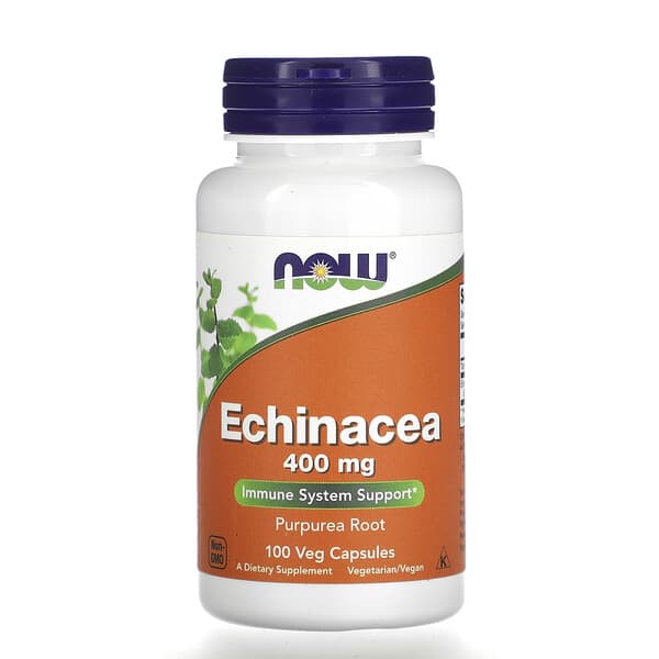 NOW Echinacea 400 mg Purpurea Root, 100 Veg Capsules