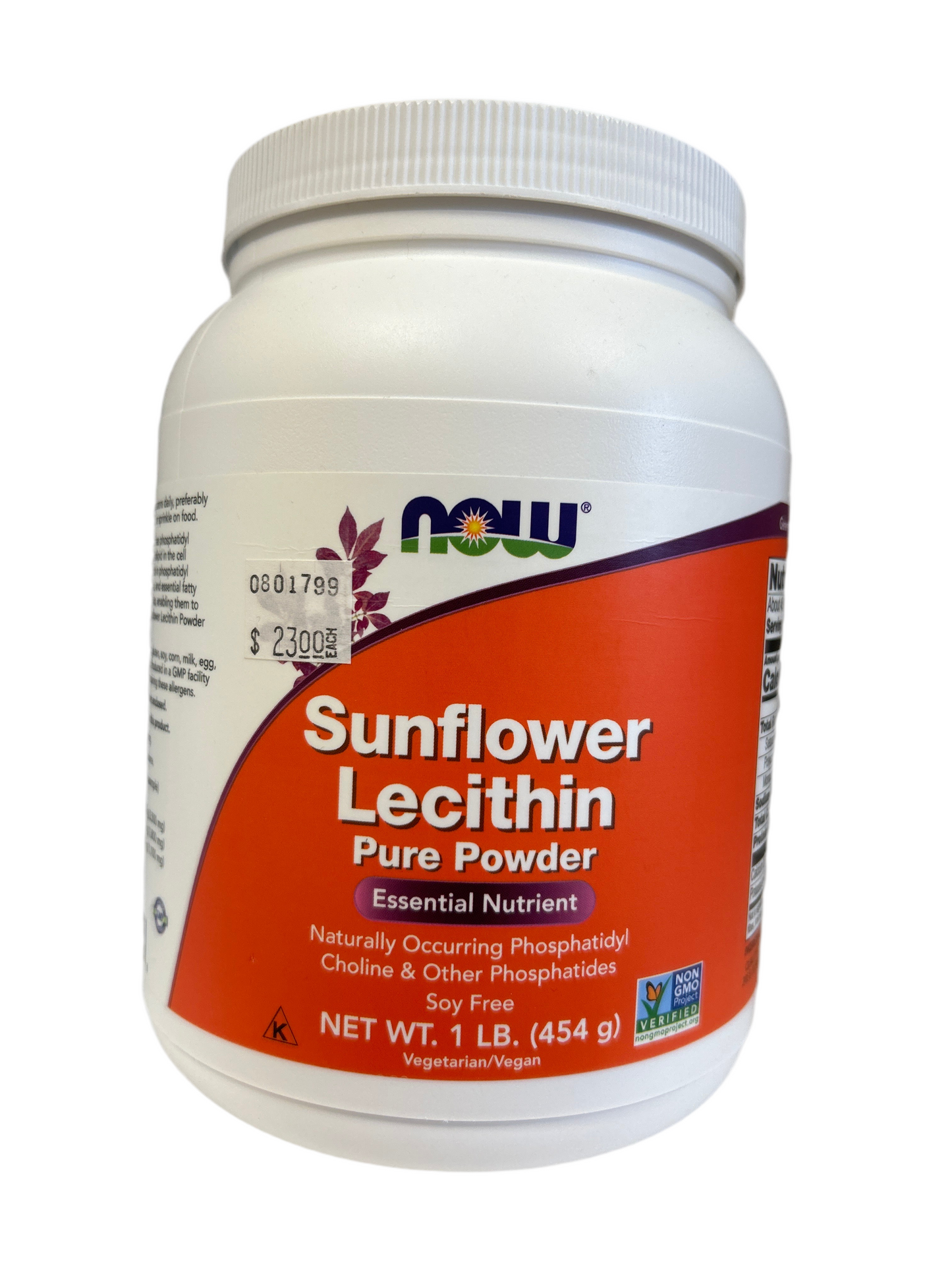 NOW Sunflower Lecithin Pure Powder Net WT 1 LB Vegetarian/Vegan.
