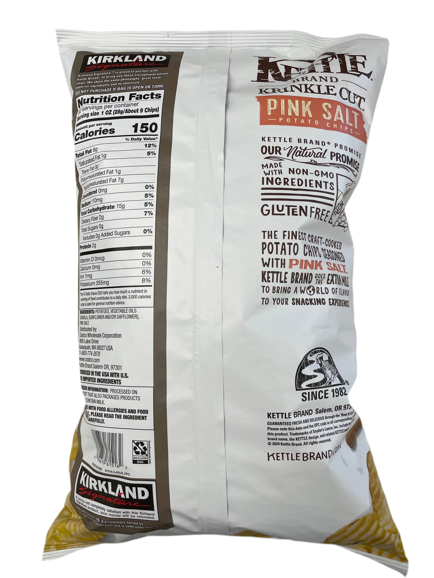 Kirkland Kettle Brand Krinkle Cut Pink Salt Potato Chips 2 lbs