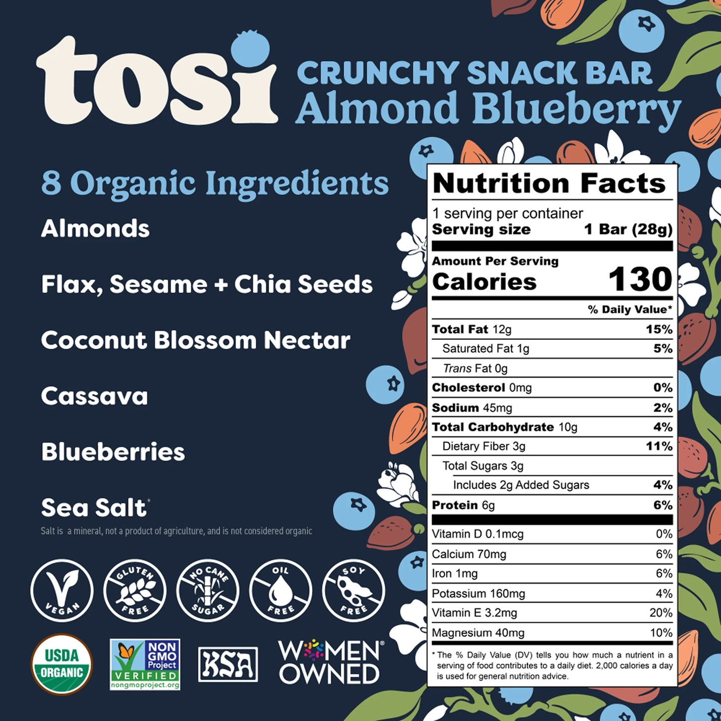 Organic Almond Blueberry Bar 1oz