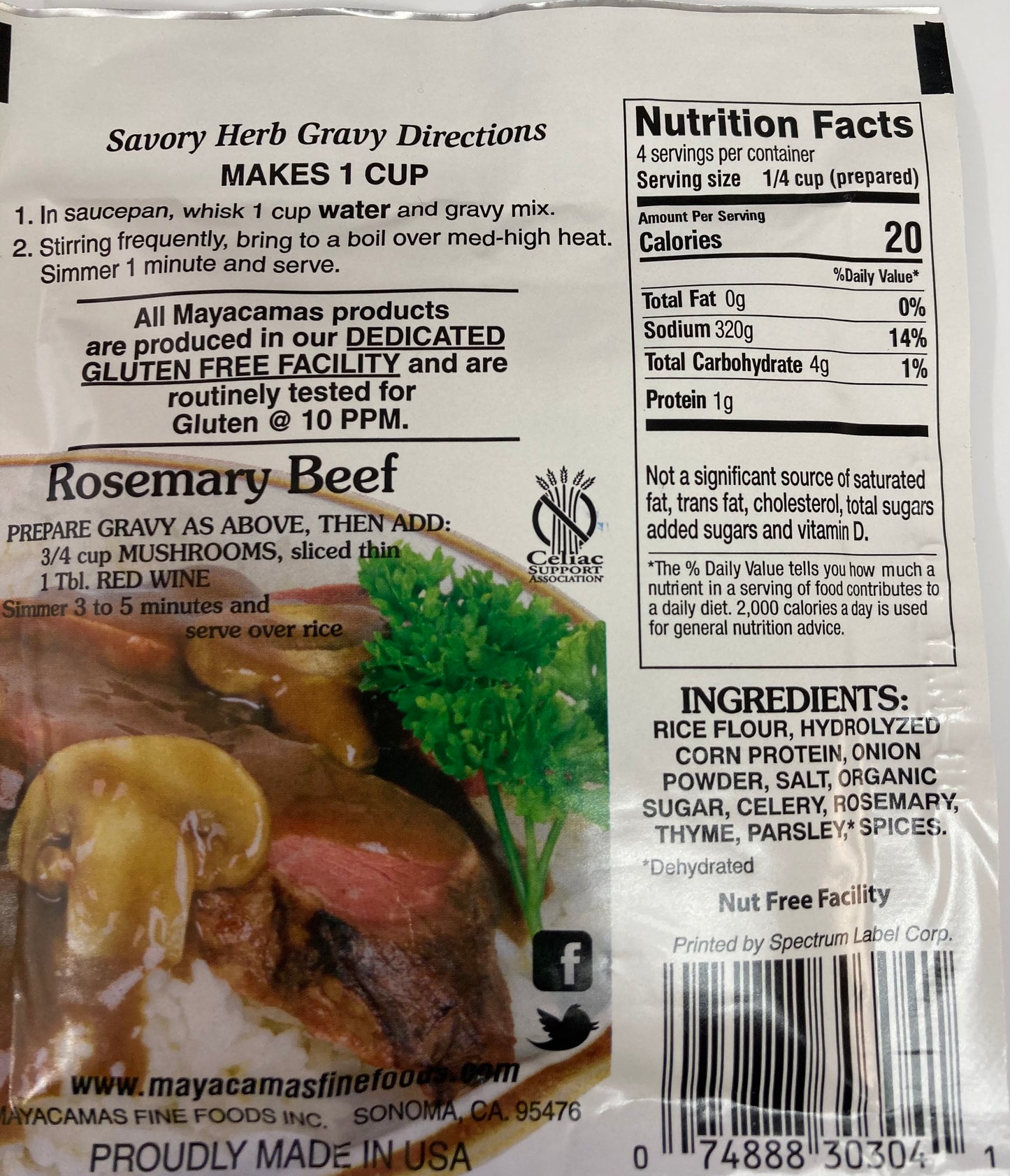 Mayacamas Savory Herb Gravy Mix .70 oz