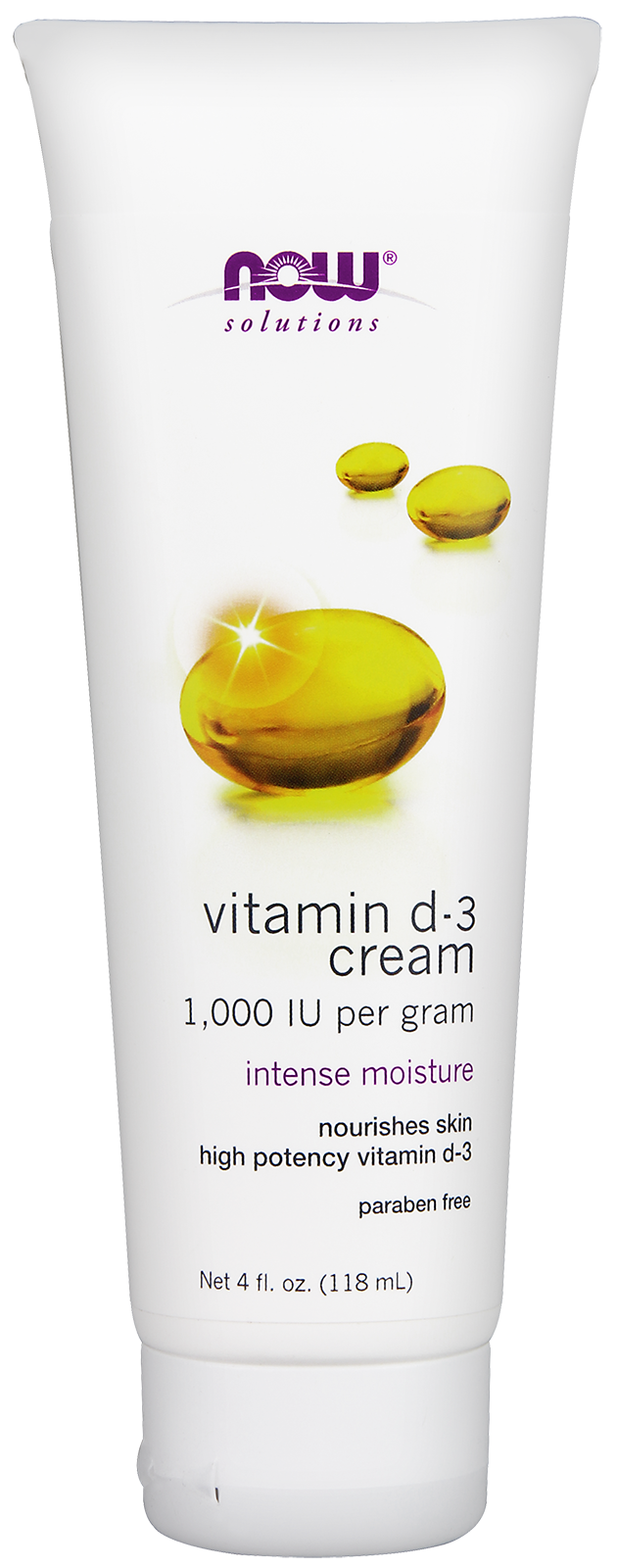 NOW Vitamin D-3 Body Cream 1,000 IU Per Gram Intense Moisture 4 fl oz