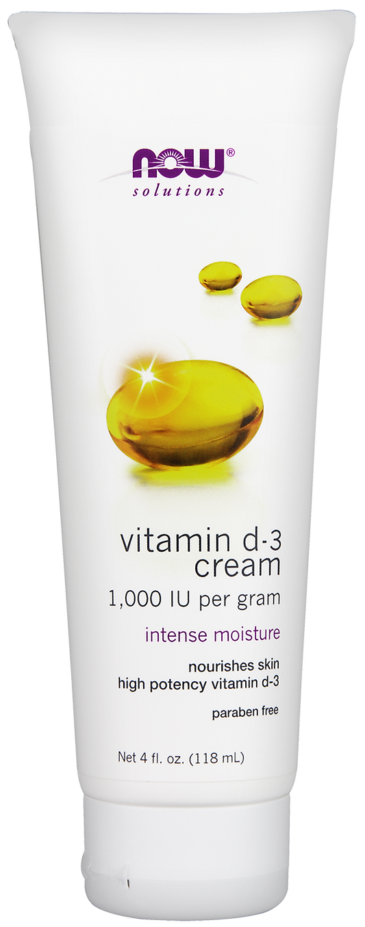 NOW Vitamin D-3 Body Cream 1,000 IU Per Gram Intense Moisture 4 fl oz