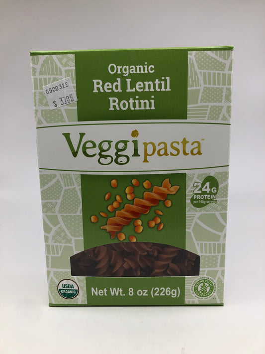 Veggiepasta Organic Red Lentil Rotini 8 oz.