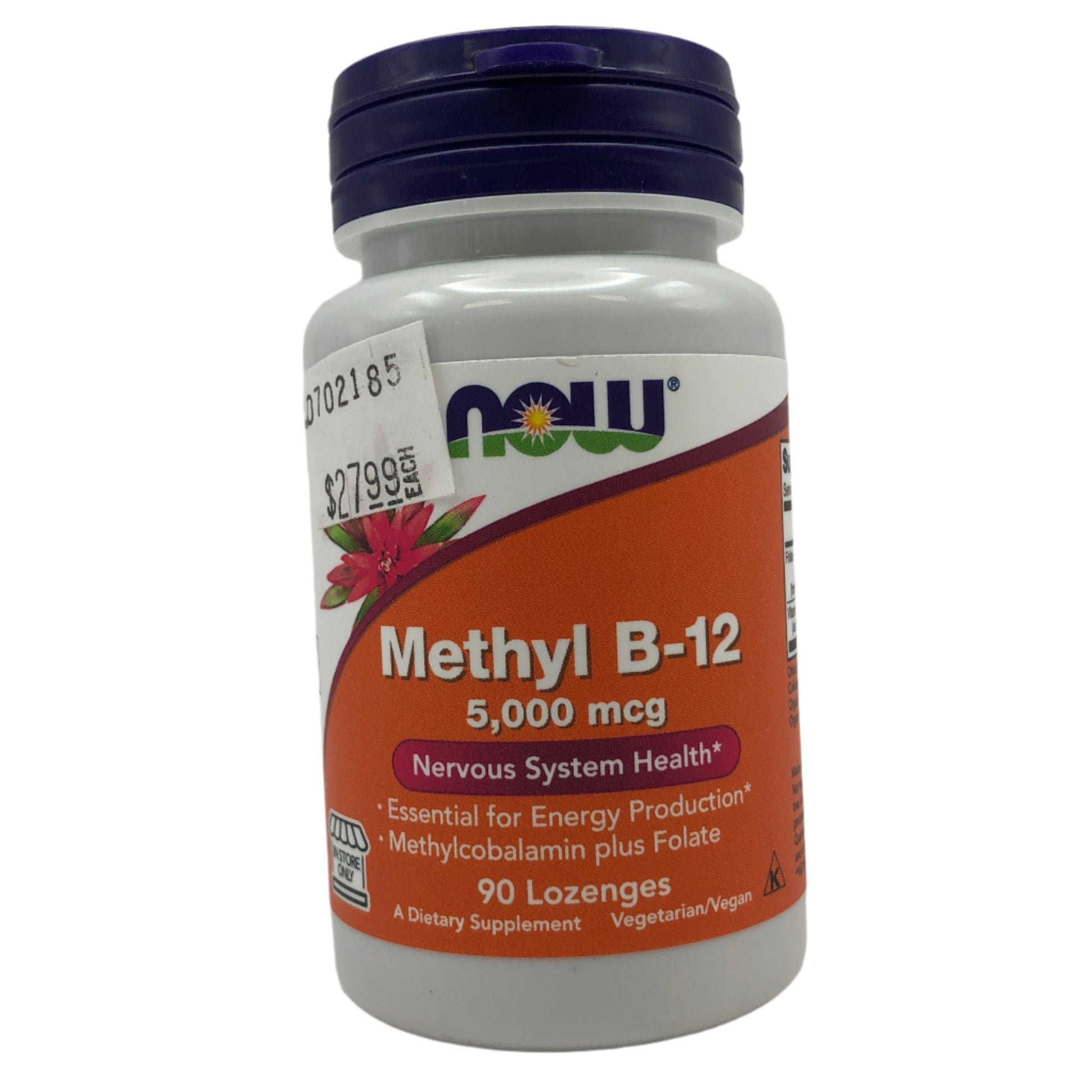 Supplement bottle labeled 'Methyl B-12' on a white background