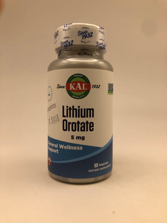 KAL Lithium Orotate 5mg 60 Veg Caps