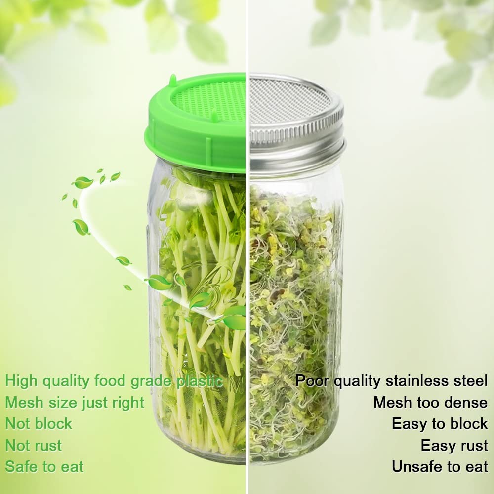 Green Sprouting Lids, Plastic, Wide-mouth, Amytalk