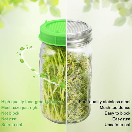 Green Sprouting Lids, Plastic, Wide-mouth, Amytalk