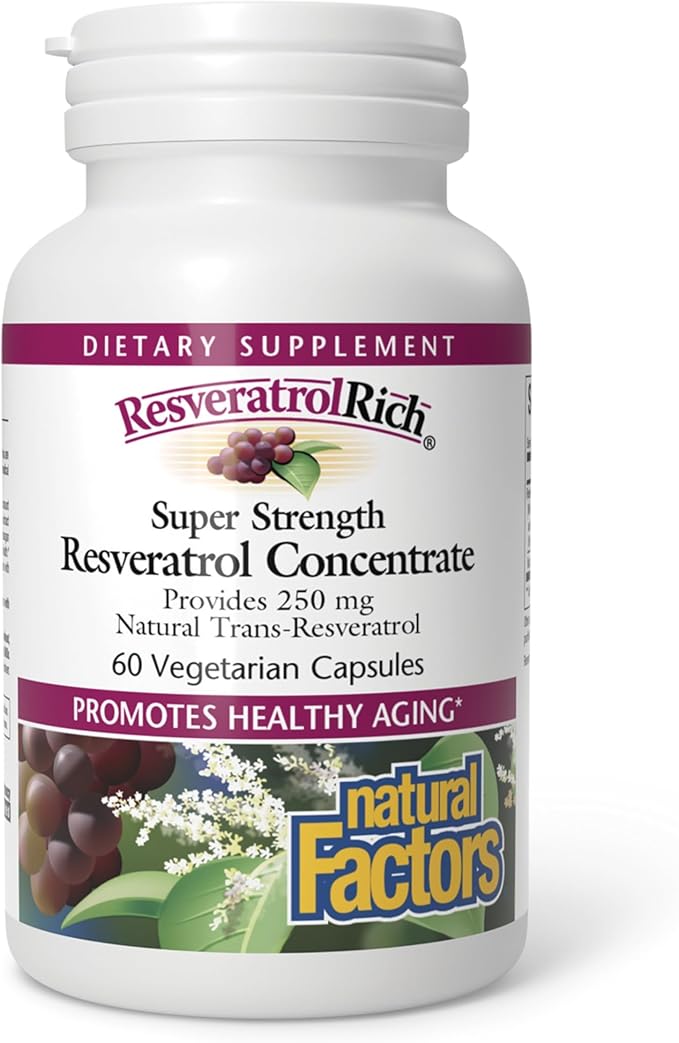 Natural Factors Super Strength Resveratrol Concentrate 250 mg 60 Vegetarian Capsules