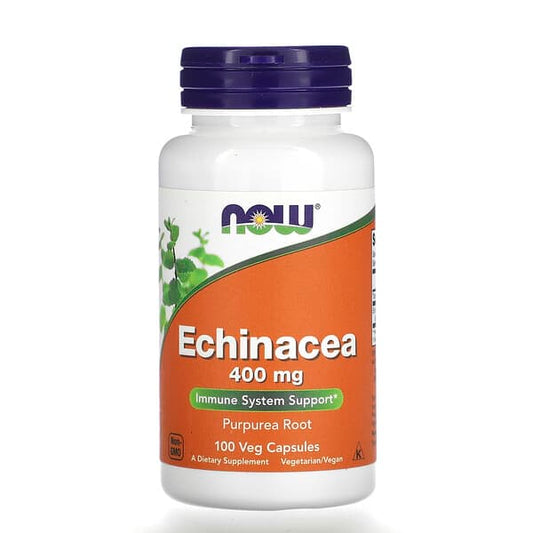 NOW Echinacea 400 mg Purpurea Root, 100 Veg Capsules