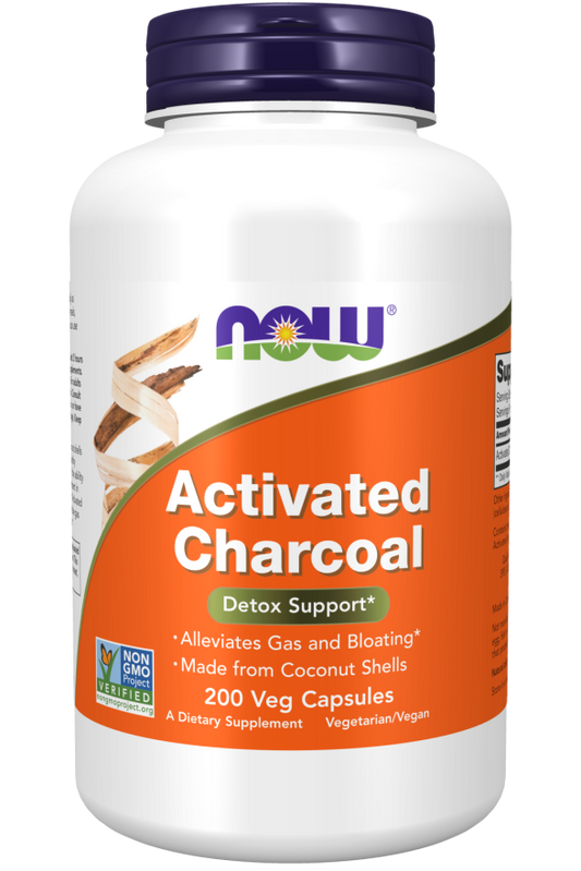 NOW Activated Charcoal 200 Veg Capsules