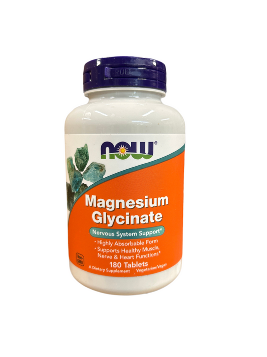 NOW Magnesium Glycinate Highly Absorbable Form 180 Tablets