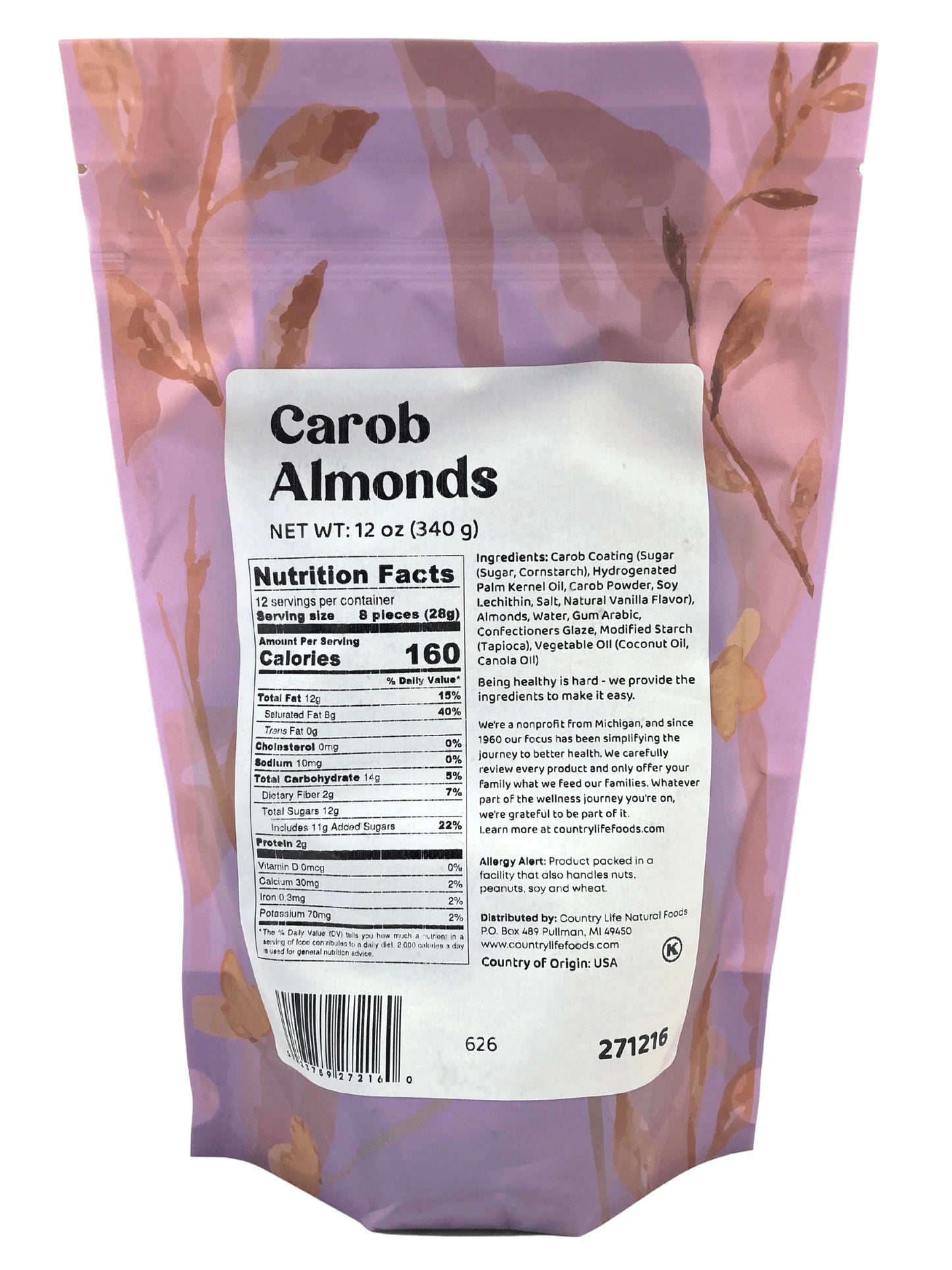 Carob Almonds Country Life Natural Foods 12 oz