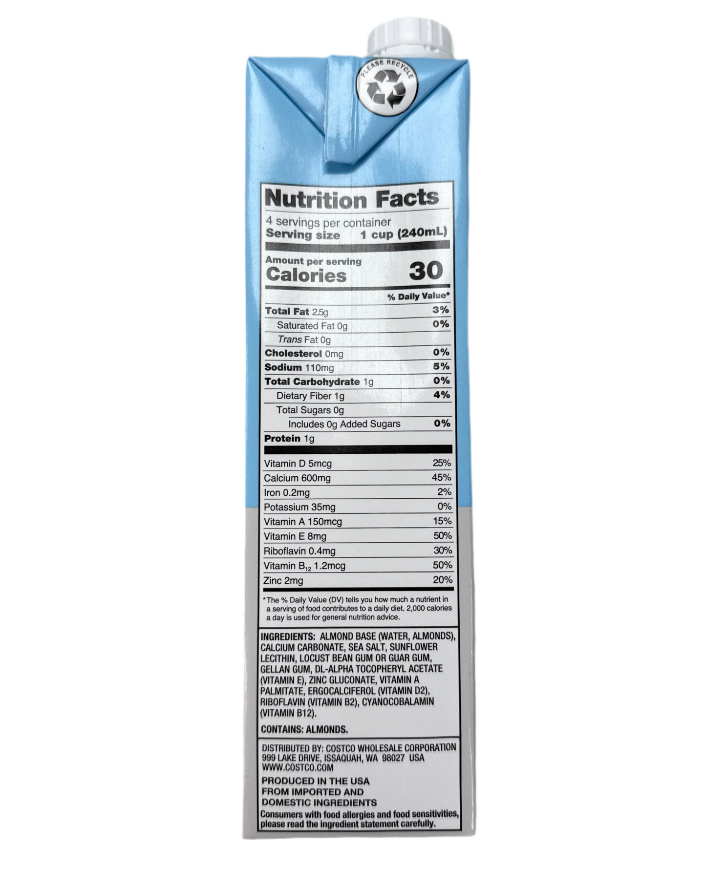 Orginal Unsweet Almond Milk1Qt