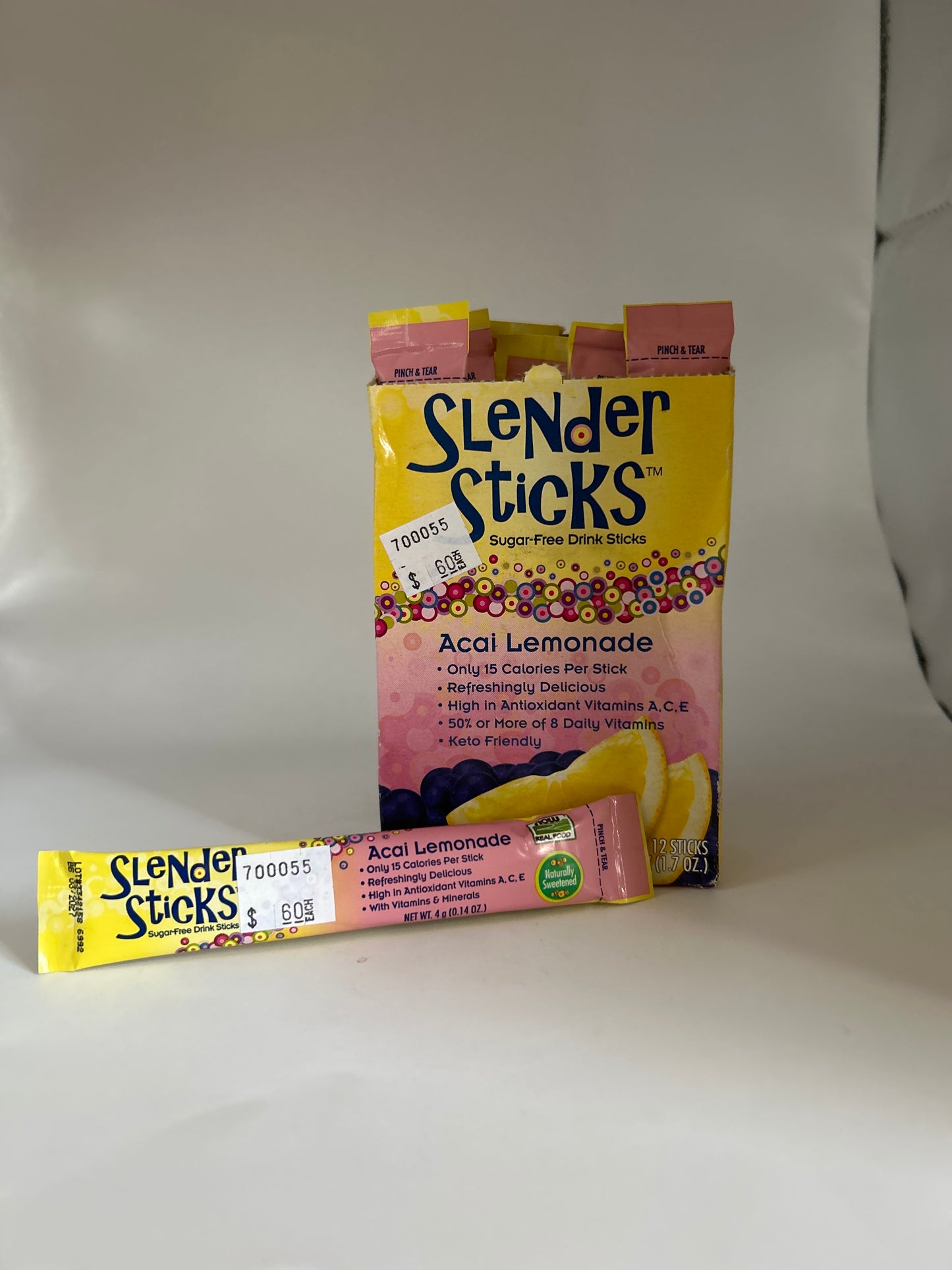 Now Slender Sticks Açaí Lemonade 12 Sticks (sold individually).