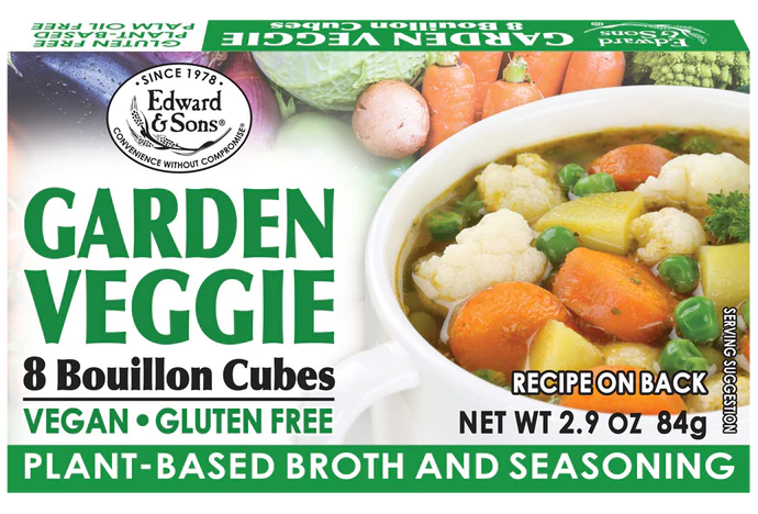 Edward & Sons Garden Veggie 8 Bouillon Cubes Vegan ~ Gluten Free