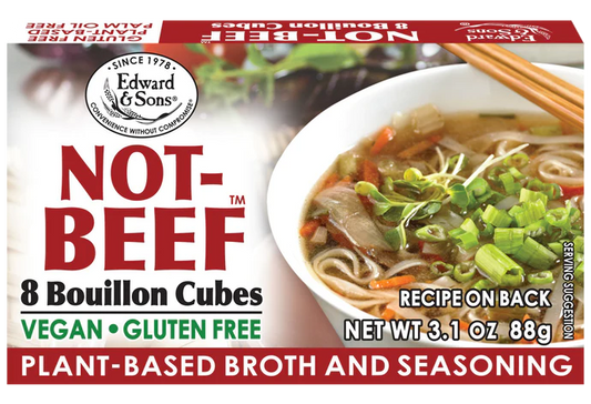 Edward & Sons Not-Beef 8 Bouillon Cubes Vegan ~ Gluten Free 3.1 oz. 88g