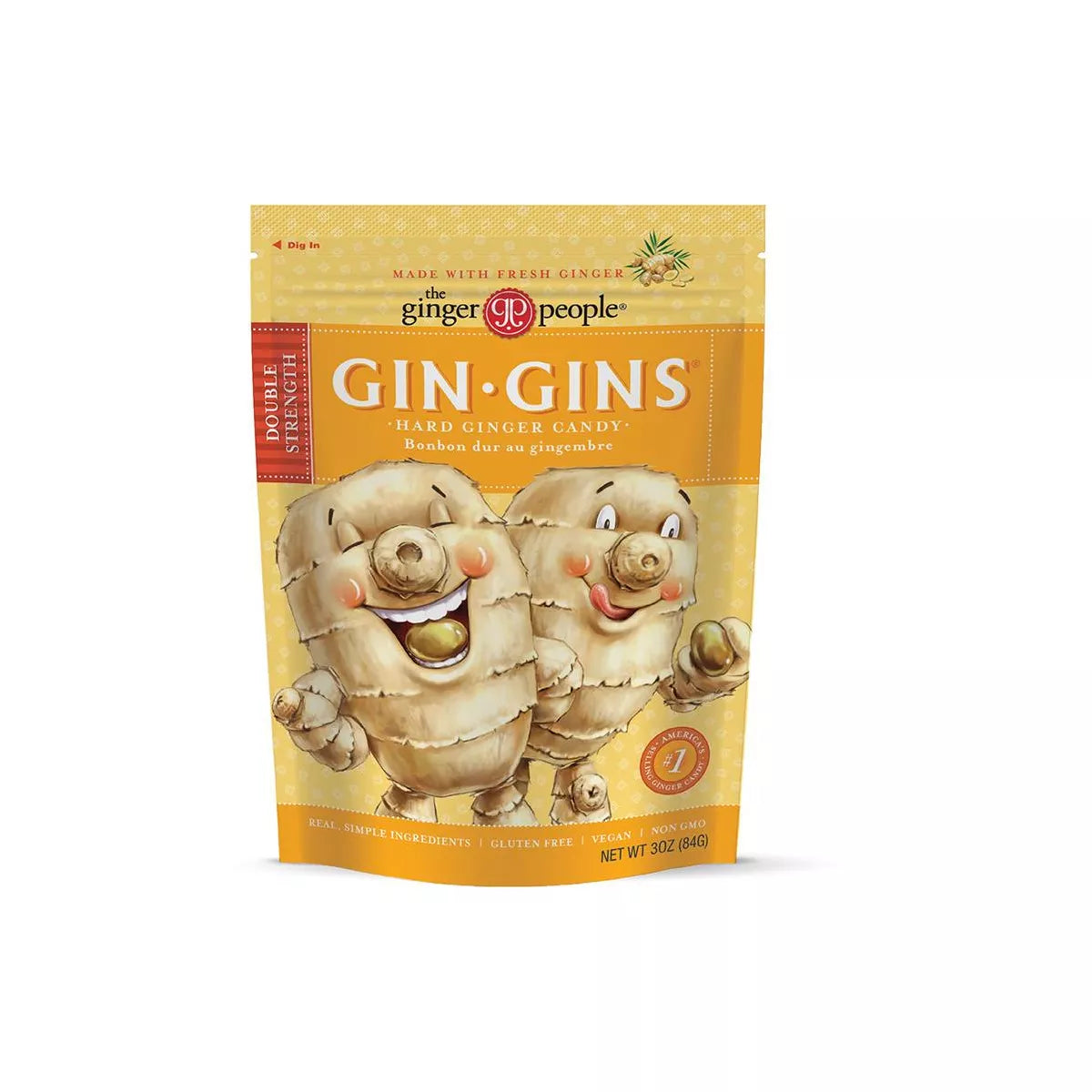 The Ginger People GIN GINS Double Strength Hard Ginger Candy 3 oz.