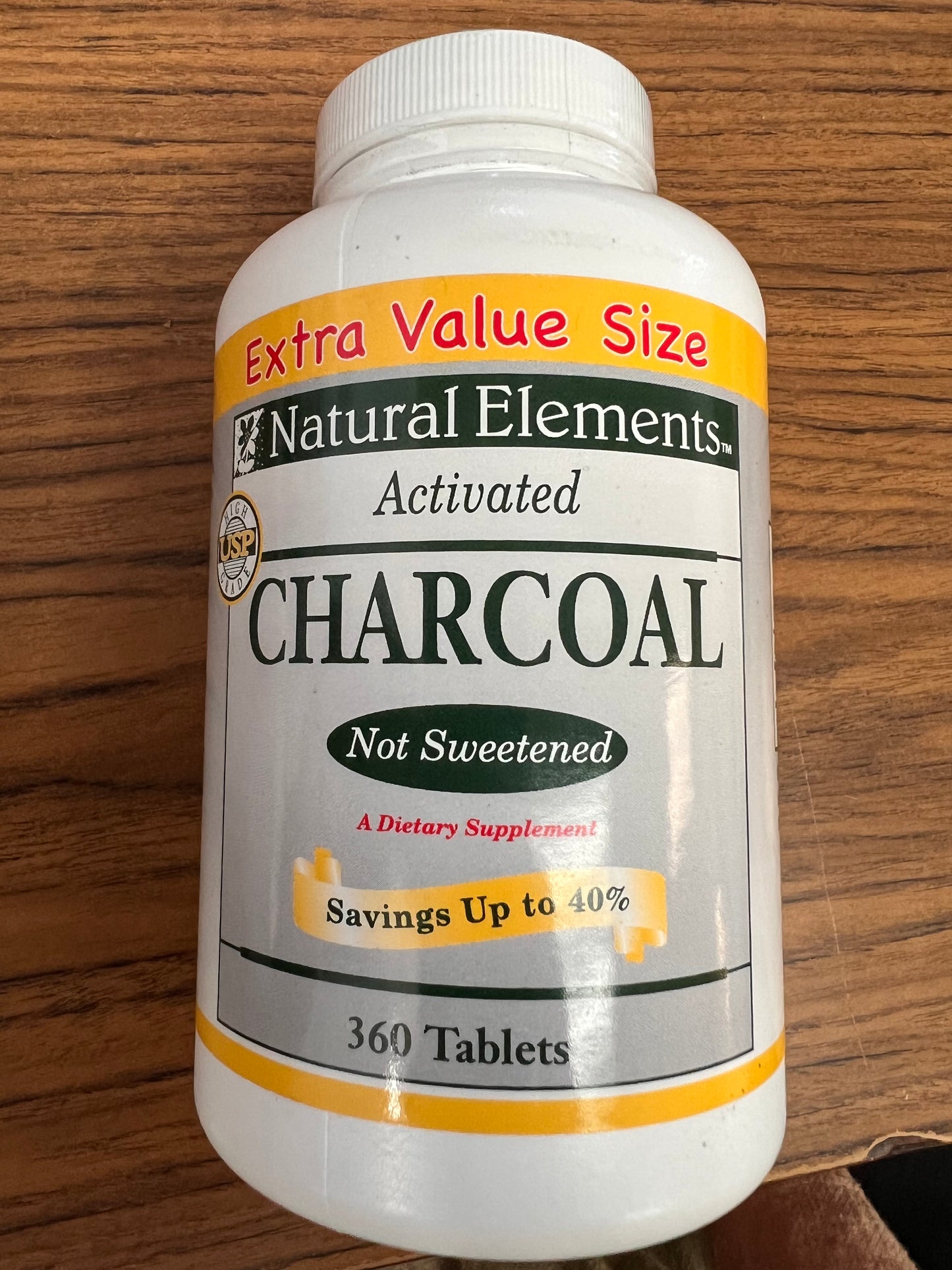 Activated Charcoal Tablets (360 tablets) with Gelatin (Bovine)
