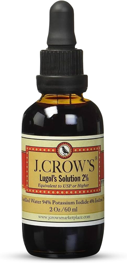 Lugols Iodine 2% Potassium Iodide and Iodine | 2 fl oz (dropper included) J. Crow currently in stock