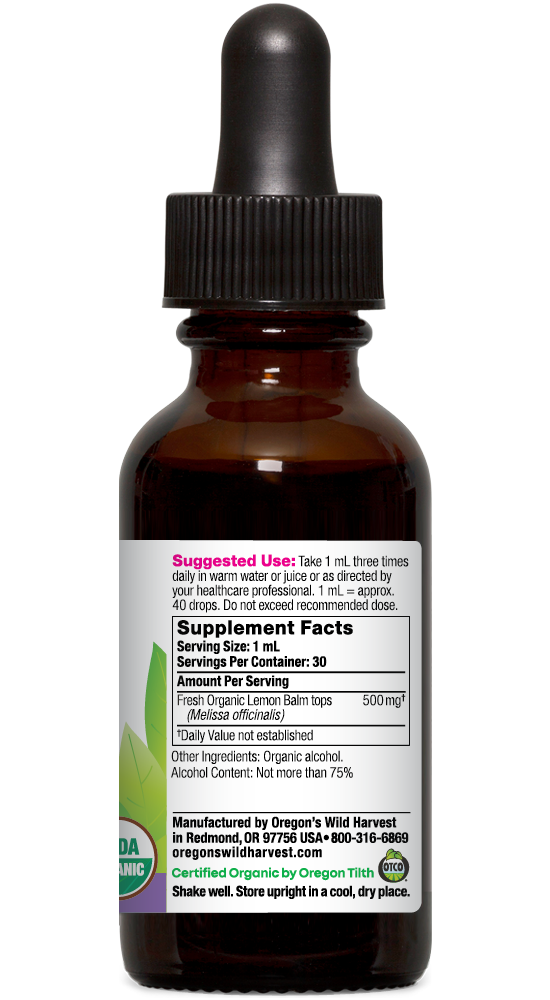Lemon Balm Extract, Organic 1 oz