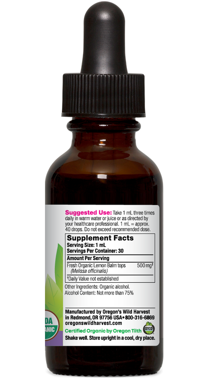 Lemon Balm Extract, Organic 1 oz