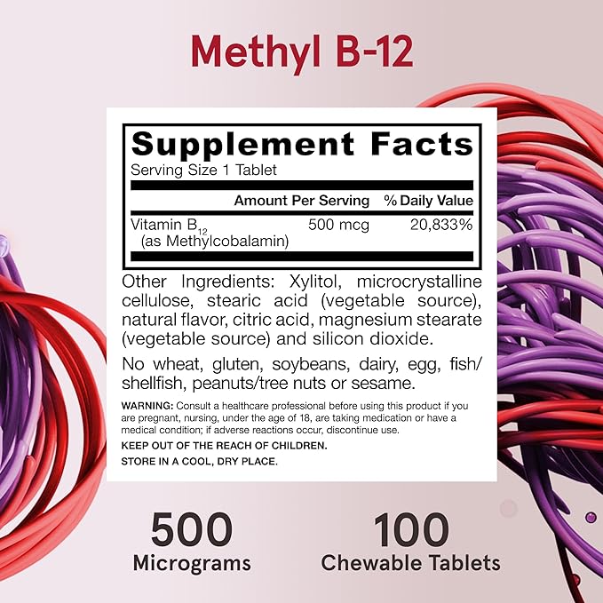 Methyl B-12 500 MCG 100 Chewable Tablets