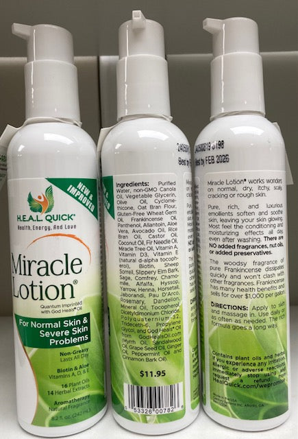 Miracle Lotion H.E.A.L. QUICK® Health, Energy and Love with God Heals® Oil