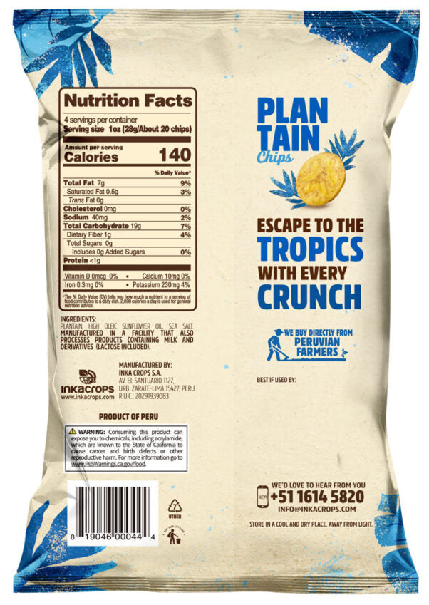 Inka Plantain Chips, Original 4oz