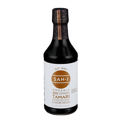 SAN-J Organic Tamari 25% Less Sodium Brewed Soy Sauce