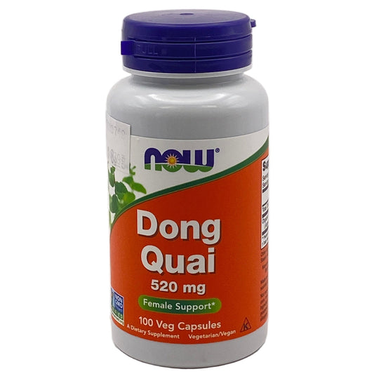 Supplement bottle labeled 'Dong Quai' on a white background