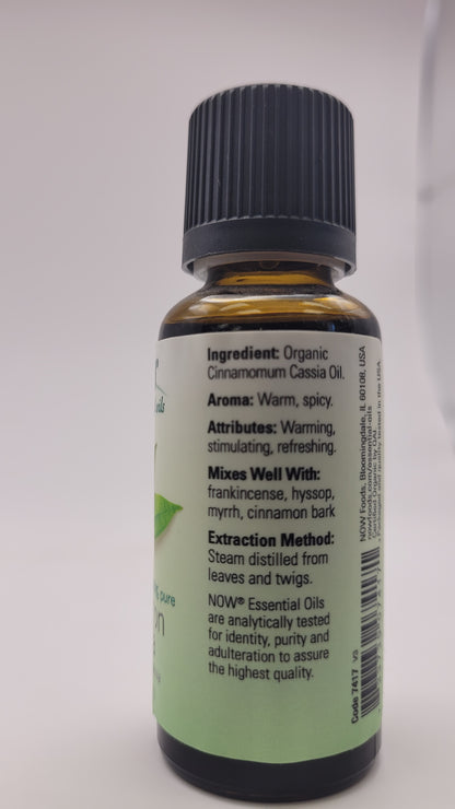 NOW Essential Oils Certified Organic & 100% Pure Cinnamon Cassia 1 fl. oz.