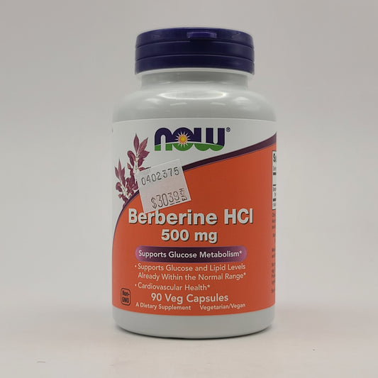 NOW Berberine HCI 500 mg 90 Veg Capsules