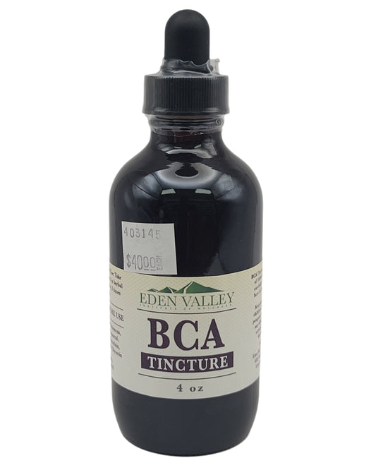 Eden Valley BCA Tincture bottle on a light gray background