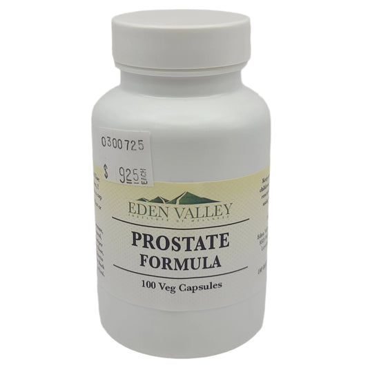 Eden Valley Prostate Formula supplement bottle on a light gray background