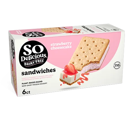 So Delicious Dairy Free Strawberry Cheesecake Frozen Dessert Sandwiches